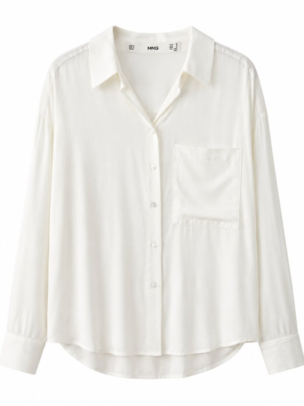 Mango White Long Sleeve Flowy Top (Size M)